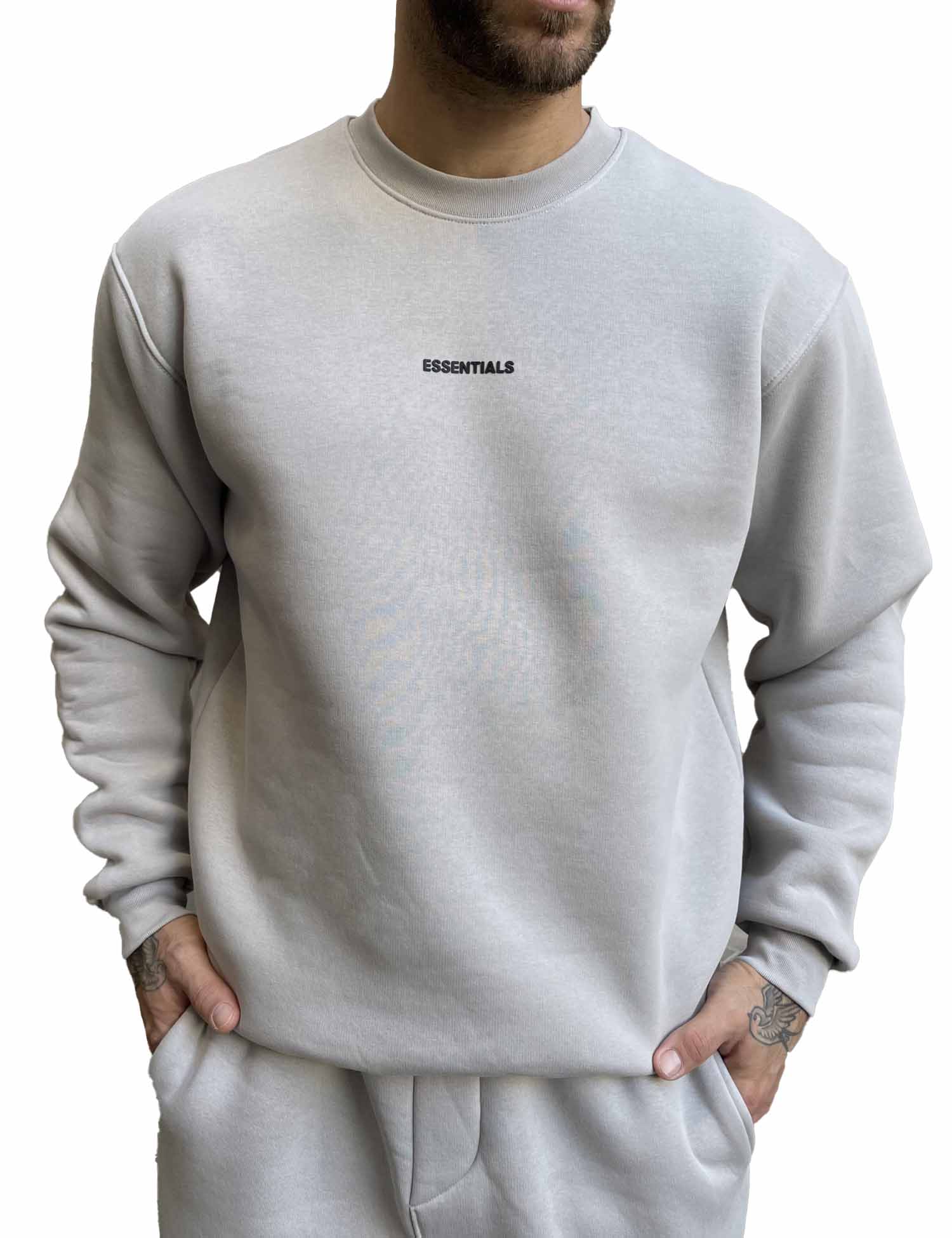 Ανδρικό γκρι φούτερ με στρογγυλή λαιμόκοψη και λογότυπο στο στήθος ES26004G φωτογραφία